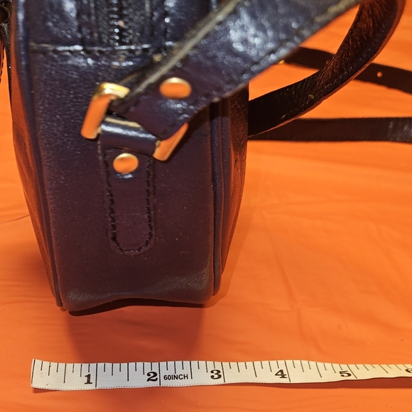 Michael Rome "Rare" Italian Blue Crisp Leather Crossbody w/Crest Lining E.U.C. - Picture 9 of 15